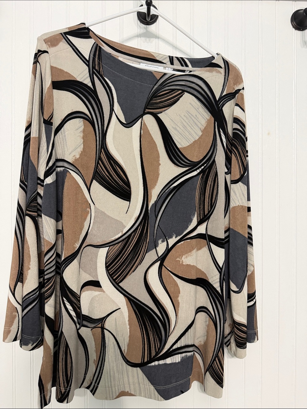CHICOS Travelers Waverly Bell Sleeve Tunic Soft Slate Easycare EUC